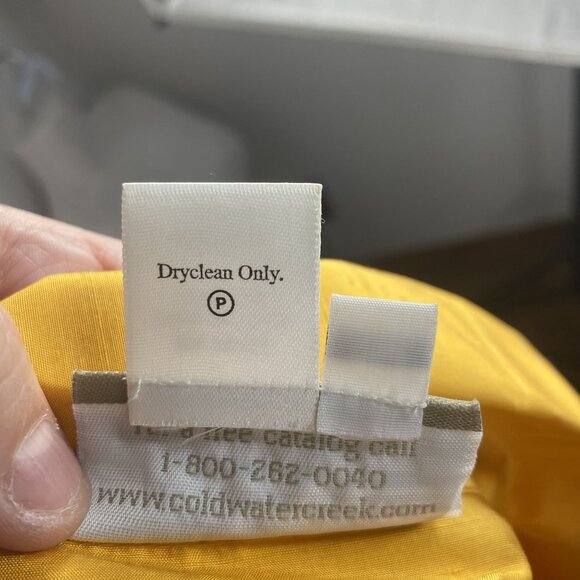 Coldwater Creek Womans Wrap Top Size M Petite Yellow Silk Sleeveless Tie Detail - Picture 4 of 12